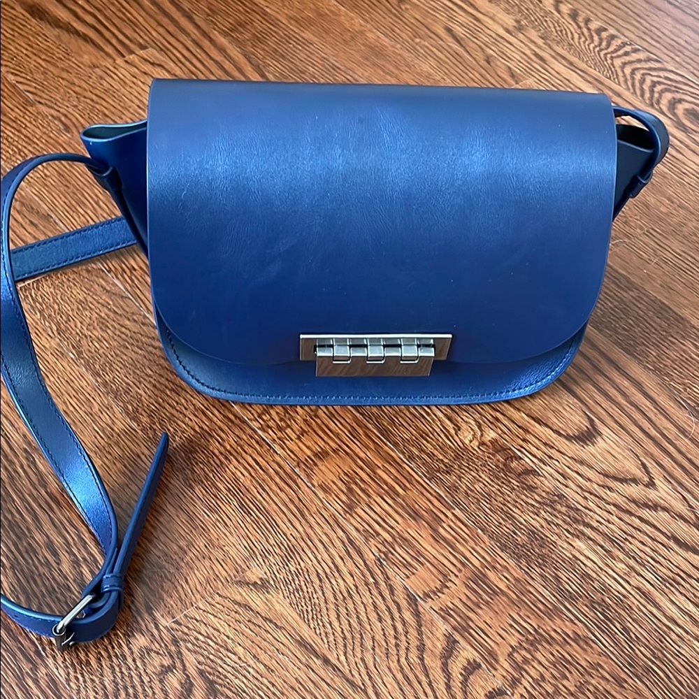 Zac Posen Denim Blue Leather Crossbody Bag